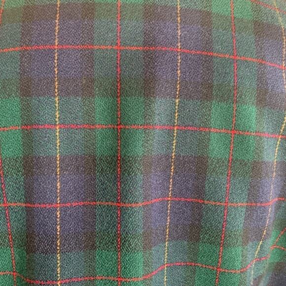 Vintage 90s Petite Green Navy Blue Plaid Wool Blazer Jacket Gold Buttons Preppy - Picture 10 of 11